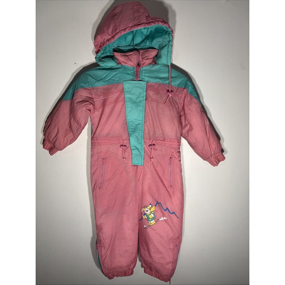 Sky Slope Retro 90s Girls ski Suit Size 4T Vintage Girls, OLD   Pink/blue Flaw